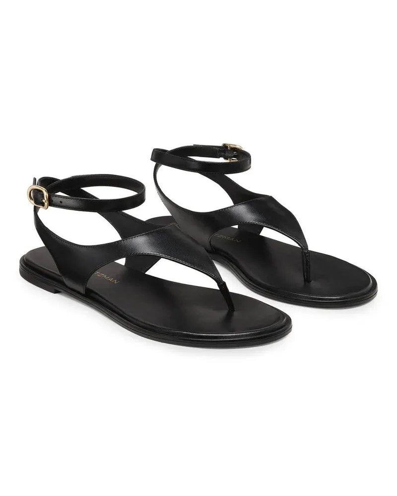 Stuart Weitzman Ankle-Strap Thong Sandal — Black Black