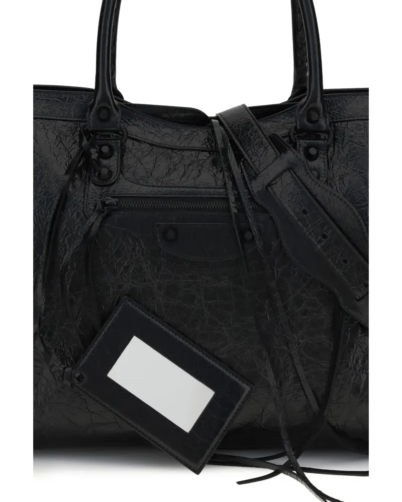 Balenciaga Men's Handbag Le City Black Lambskin Shoulder Bags Black
