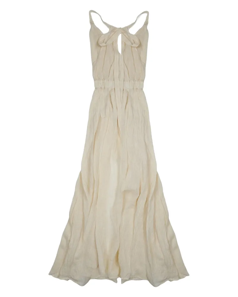 120% Lino Linen-Blend Dress — White 
