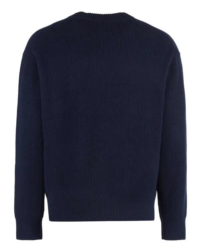 Kitsuné Men's Wool-Blend Crew-Neck Sweater Blue Sweatshirts Blue