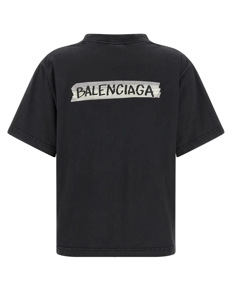 Balenciaga Masking Tape Print T-Shirt — Black Black