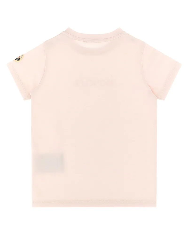 Moncler Logo-Embroidered Cotton T-shirt — pink Pink