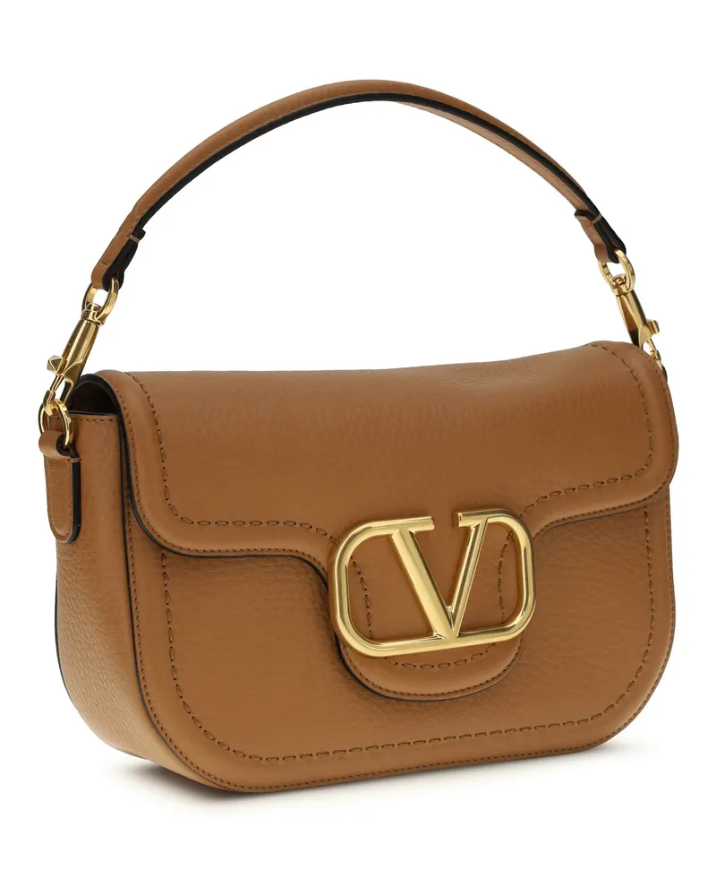 Valentino Garavani Women's Vlogo Shoulder Bag Almond Beige-Multicolor Calf Leather Bos Taurus Beige/multicolor Beige