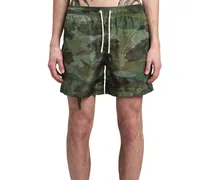 Camouflage Polyester Swim Shorts — Green