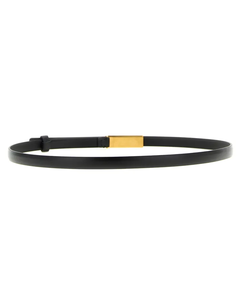 KHAITE Women's Black Calfskin Thin Belt Black