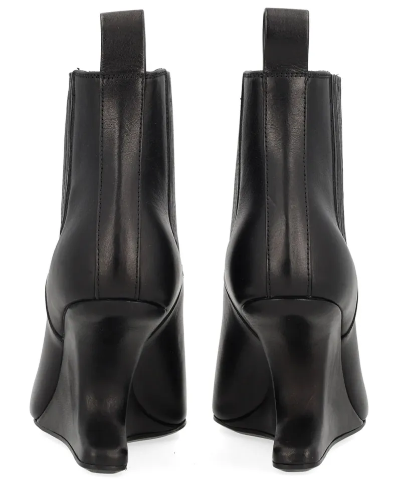 Rick Owens Calf Leather Ankle Boot — Black Black
