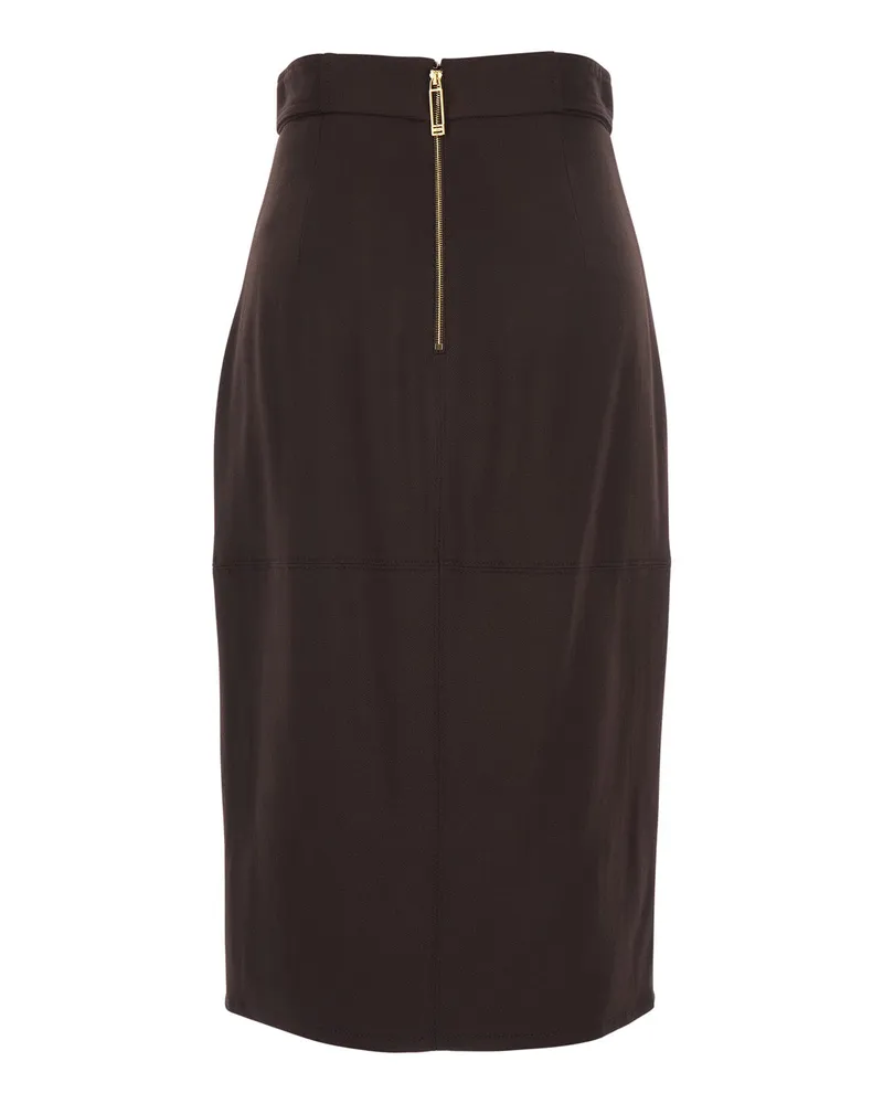 Elisabetta Franchi Women's Dress With Bow Belt Brown Viscose Skirt Brown
