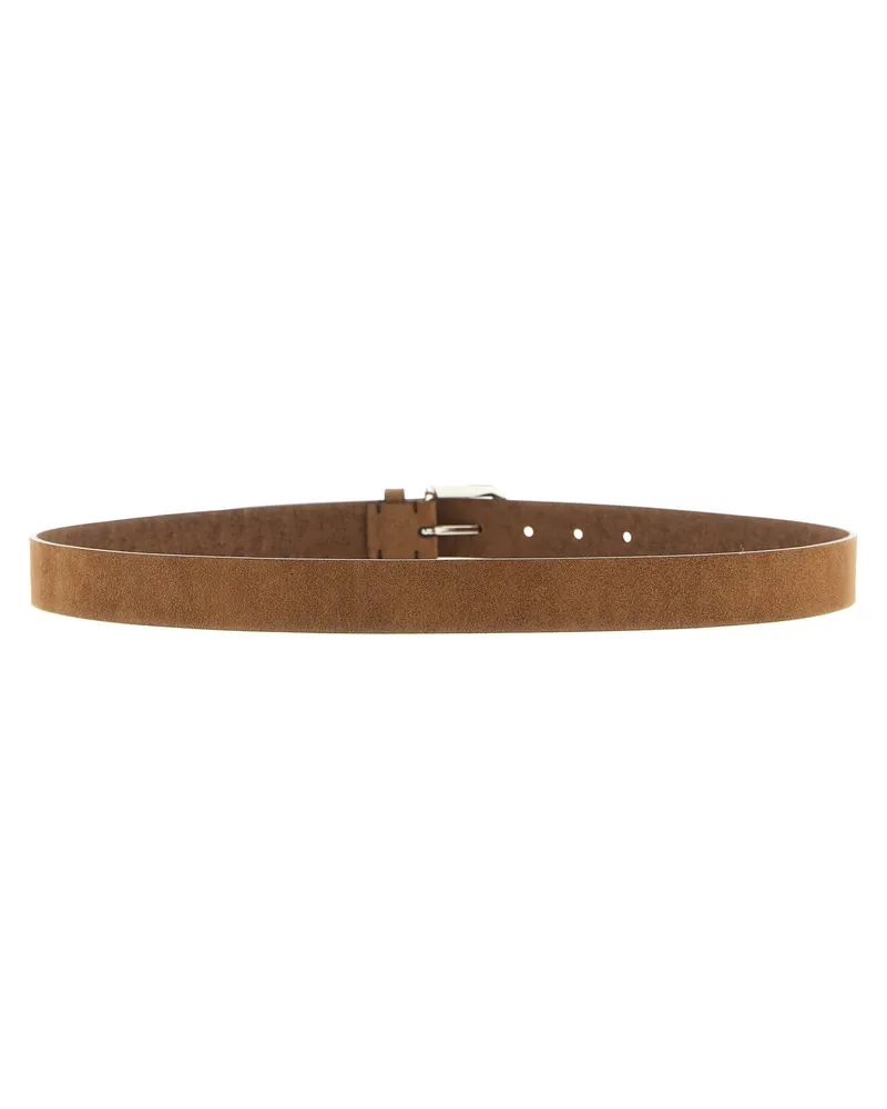 Brunello Cucinelli Men's Brown Bull Skin Regular Belt Brown