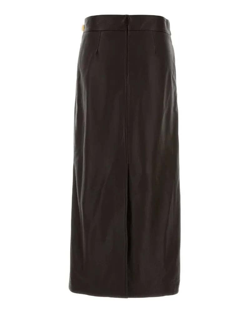 Ferragamo Women's Dark Brown Leather Skirt Expresso Gonne Brown
