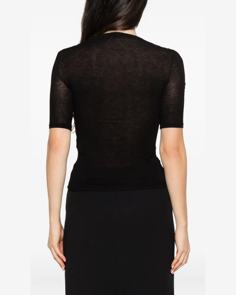 Ermanno Scervino Floral-Lace Panel Knit Sweater — Black Black