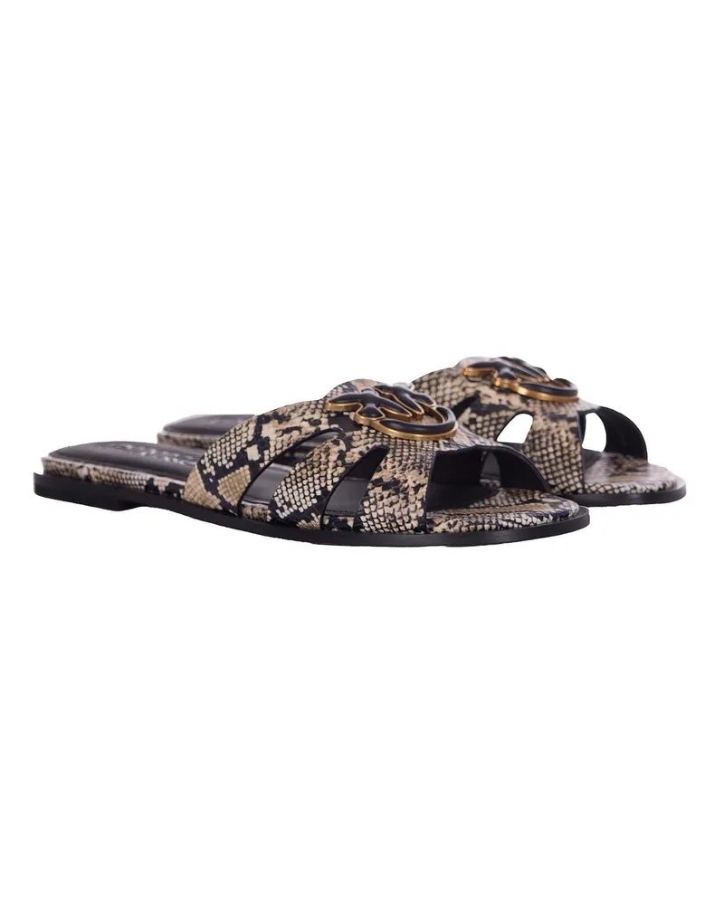 Pinko Women's Slip-On Slippers Milly Multicolour Leather Flat Shoes Multicolor