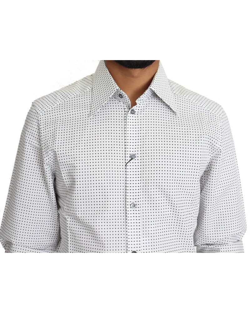 Dolce & Gabbana Men Black White Polka Dots Dress Shirt Cotton White