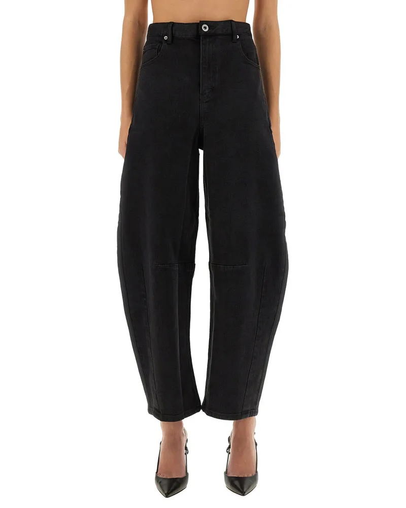 Self-Portrait Barrel Leg Jeans — Black Black