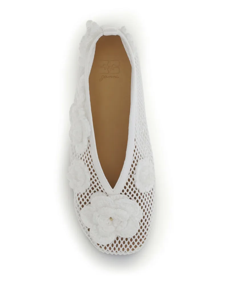 Ganni Women's Ballerina Shoes Jenny Egret Upper Viscose White