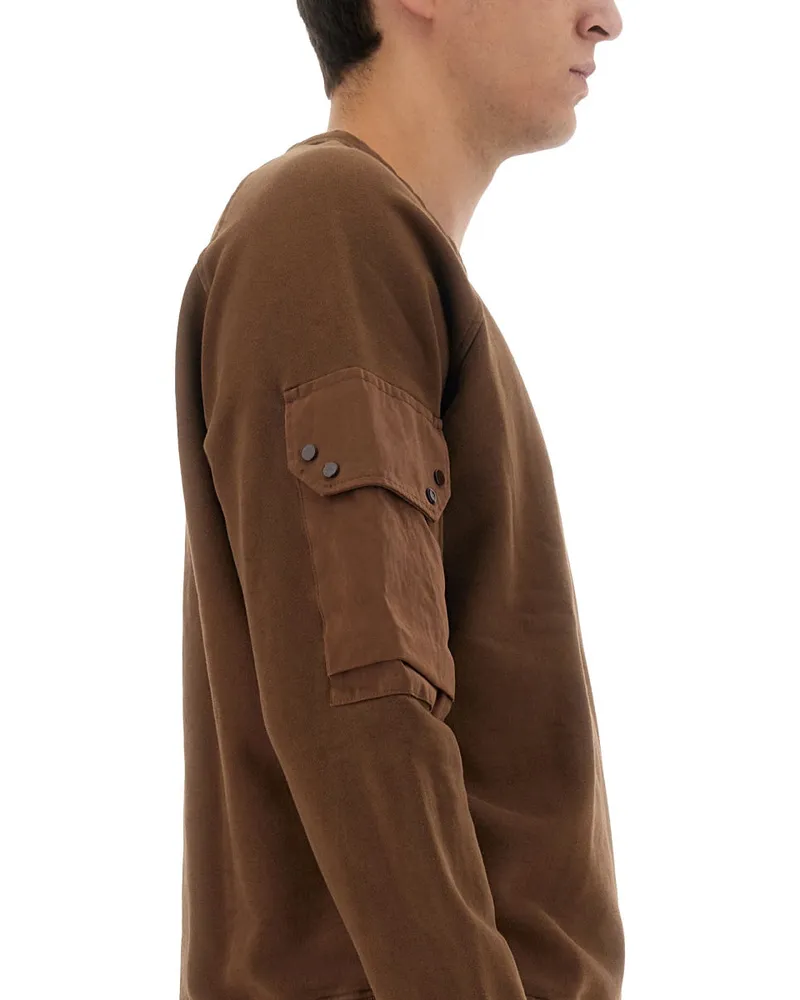 Ten c Logo-Embroidered Cotton Sweatshirt — Brown Brown