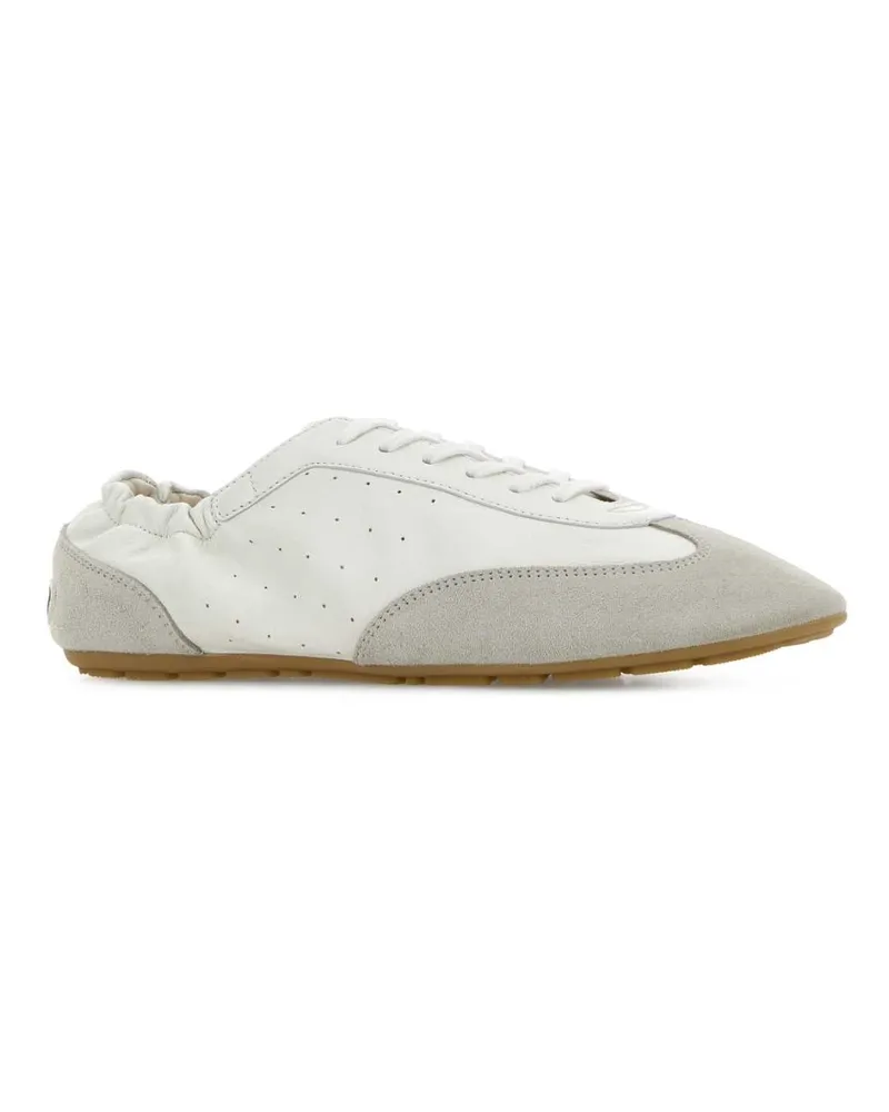 Saint Laurent Women's White Leather Lewis Sneakers Blancoptiqueallumi White