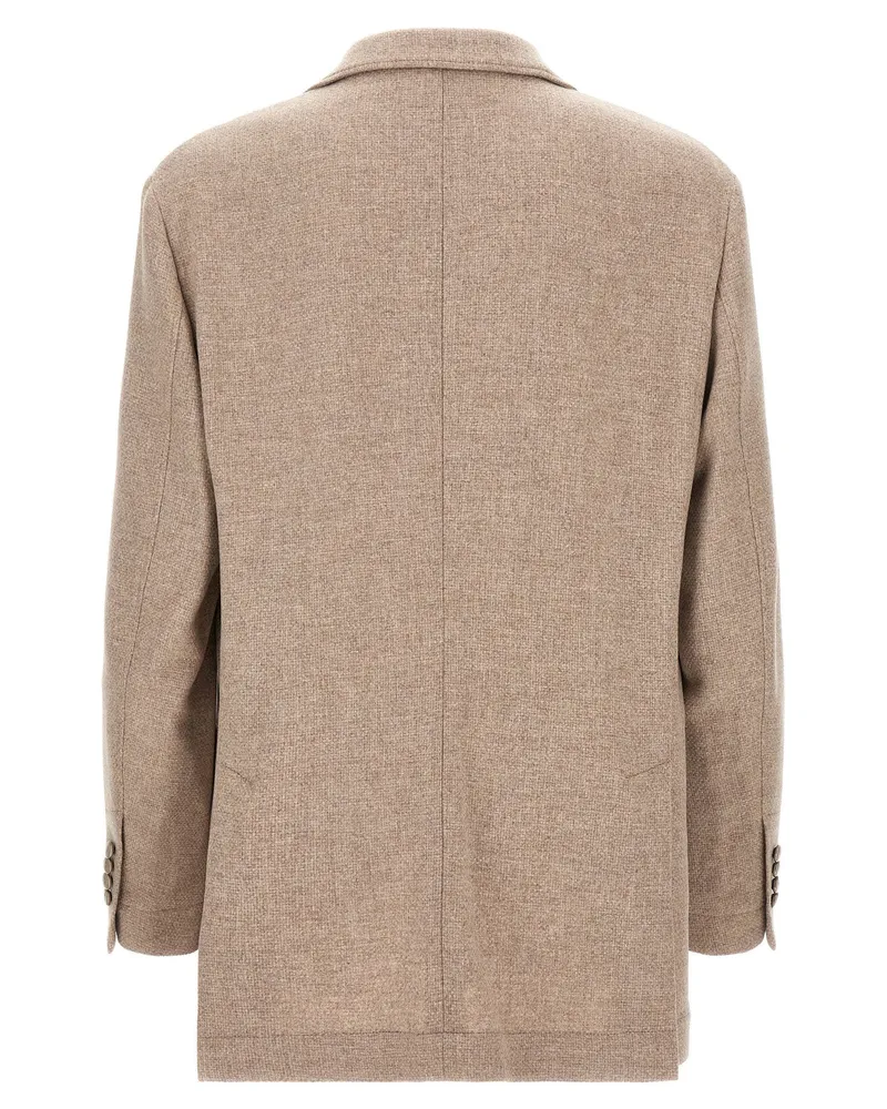 Brunello Cucinelli Cashmere Panama Blazer — Beige Beige