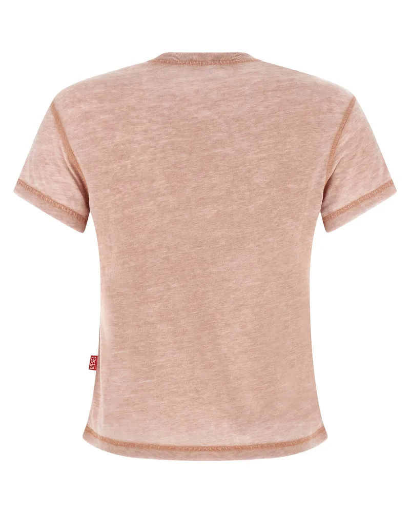 Diesel Rhinestone-Embellished Burnout Jersey T-shirt — Pink Pink