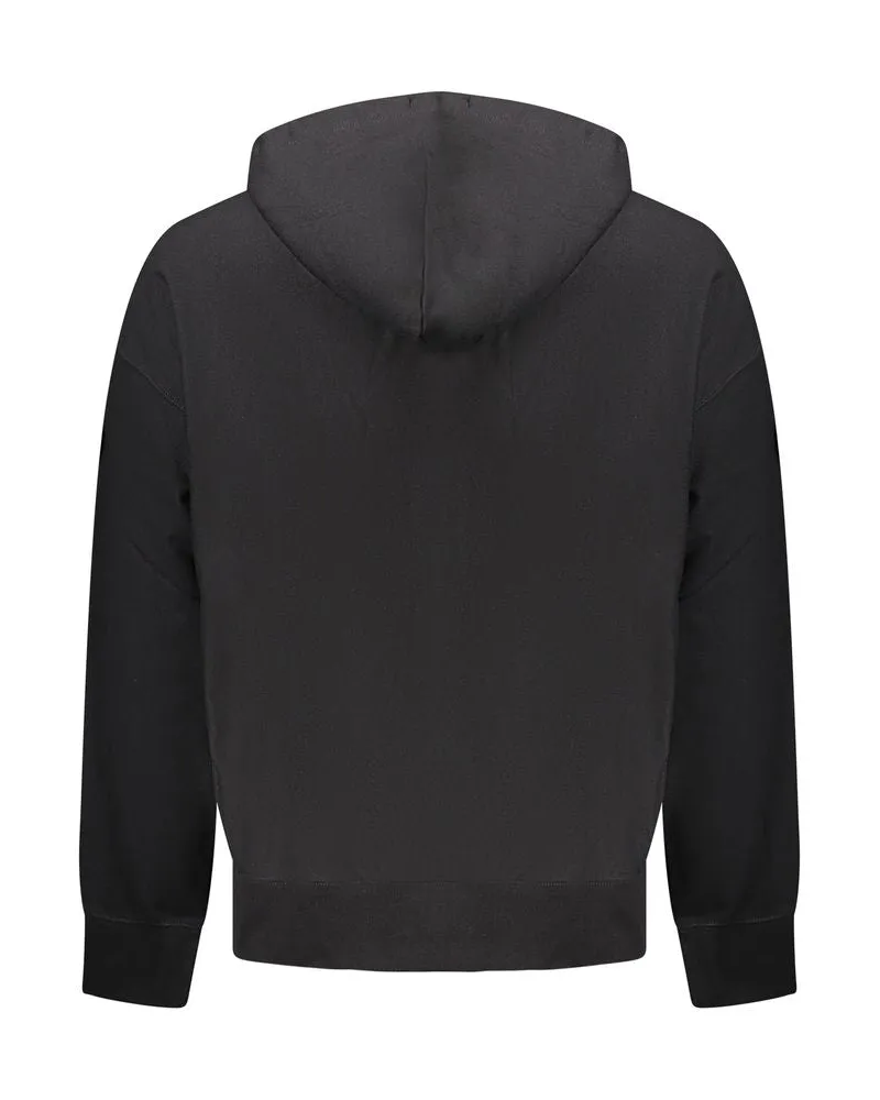 Calvin Klein Embroidered Logo Cotton Hoodie — Black Black