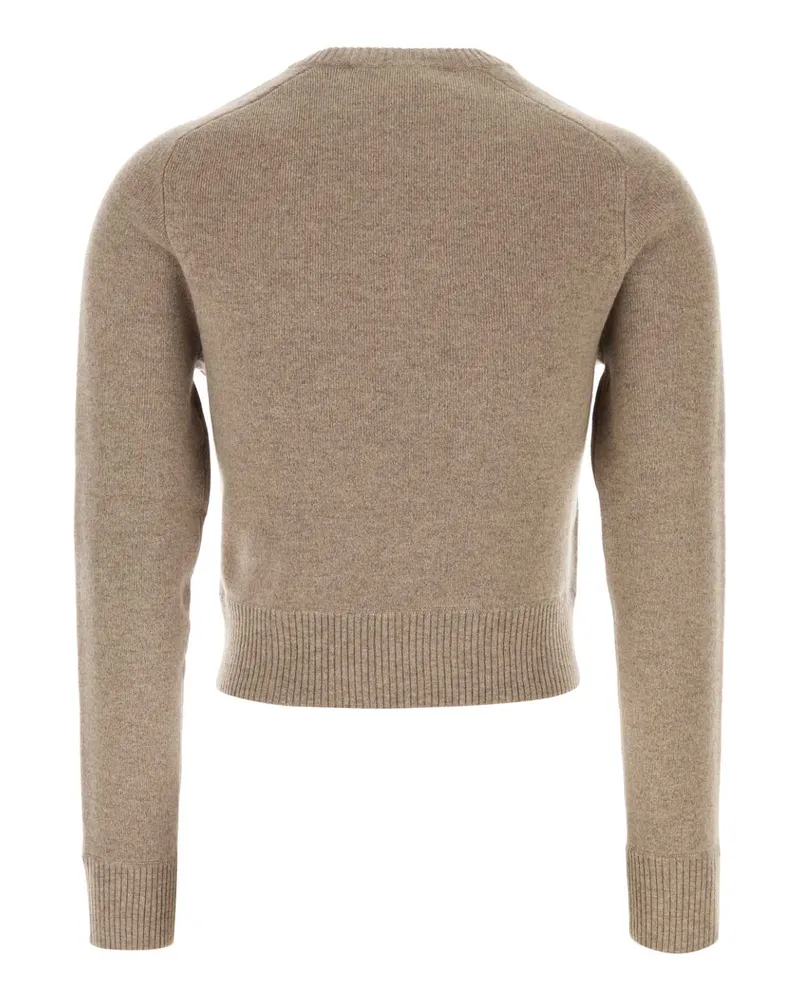 Max Mara Suede Panel Sweater — Beige Beige