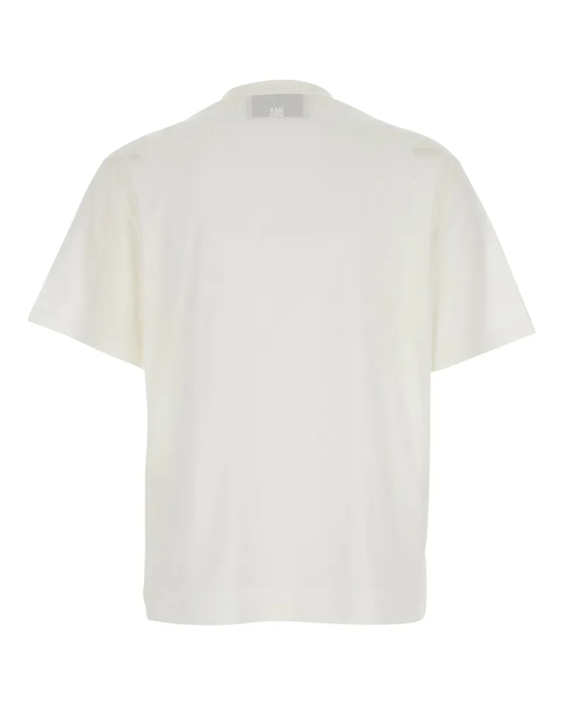 AMI Paris Women's T-Shirt With Heart Patch White Cotton T-Shirts & Jerseys 