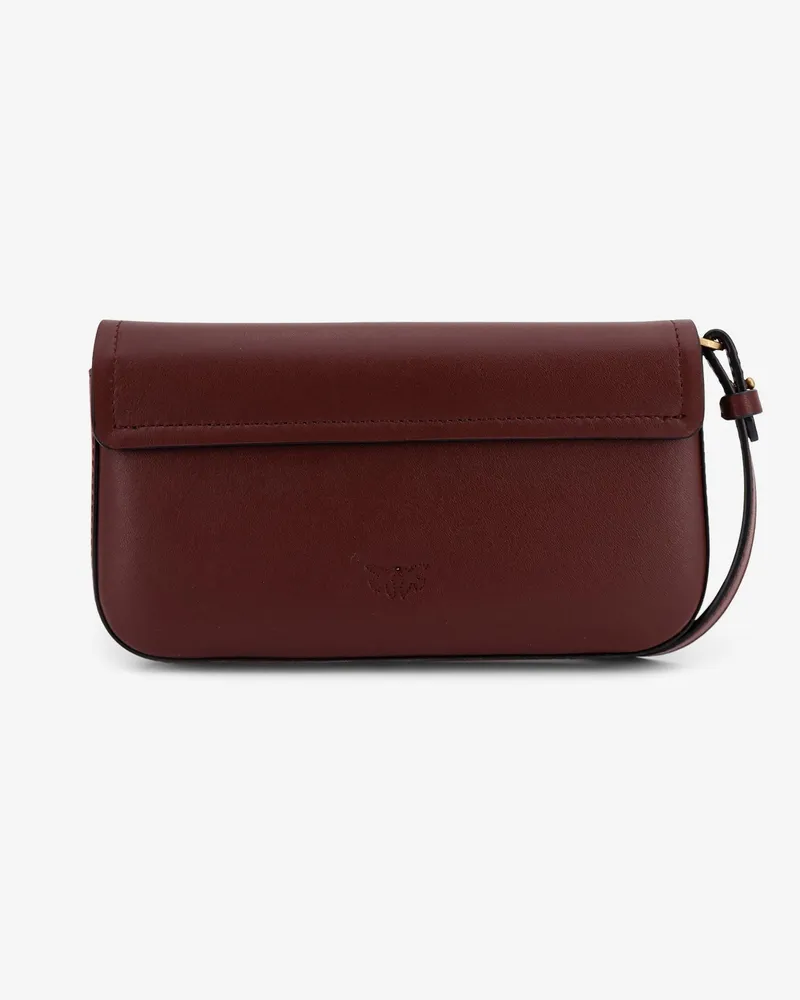 Pinko Women's Saddle Flat Leather Crossbody Bag Red Shoulder Red