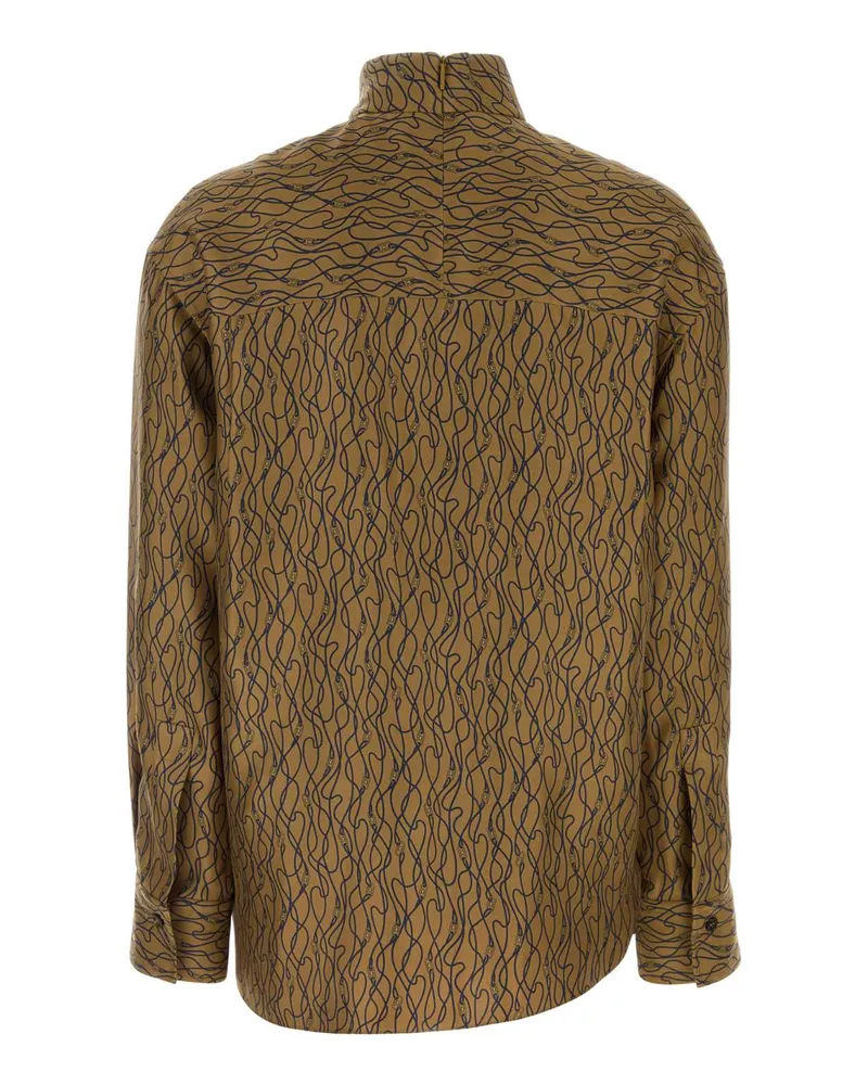 Ferragamo Women's Printed Silk Blouse Soyseednewnavylig Exterior: Abiti Dress Beige