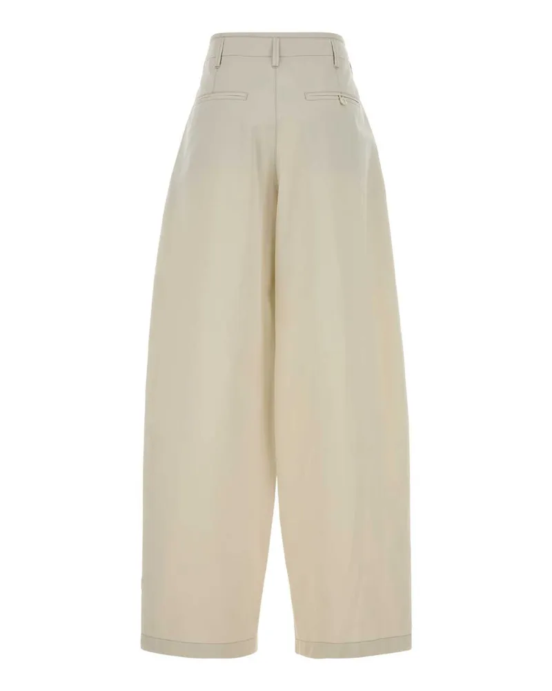 Christophe Lemaire Women's Ivory Cotton Wide-Leg Pant Ricepowder Exterior: Pantaloni Beige
