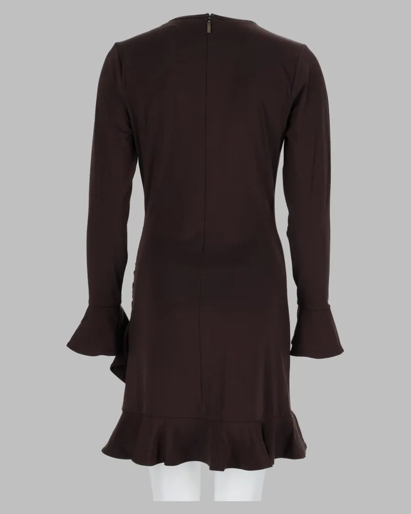 Michael Kors Ruched Mini Dress — Brown Brown
