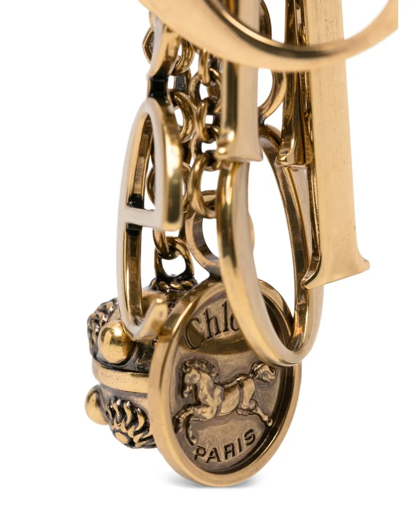 Chloé Symbols Gold-Tone Charm Key Case — Gold Gold