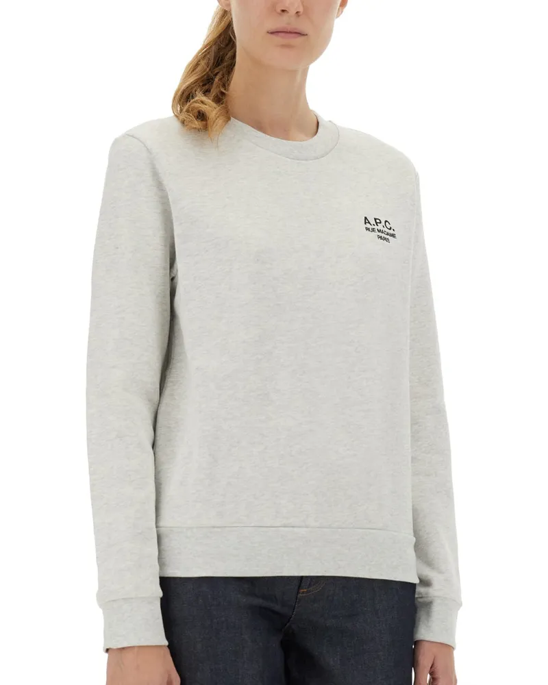 A.P.C. Logo-Embroidered Organic Cotton Sweatshirt — Gray Gray