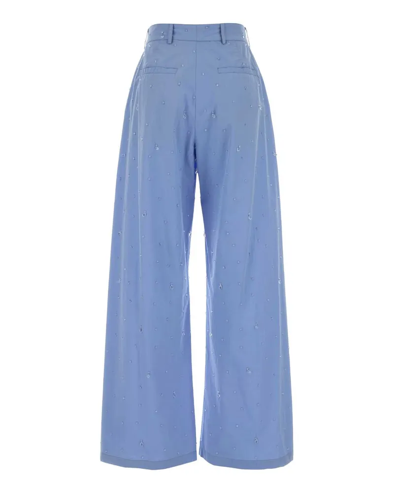 Giuseppe di Morabito Women's Powder Light-Blue Poplin Wide-Leg Pant Lightblue Exterior: Cotton Pantaloni Trousers Blue