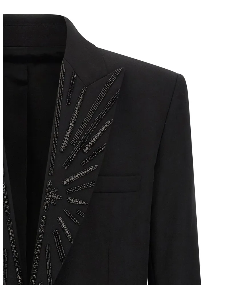 Balmain Crystal-Embellished Blazer — Black Black