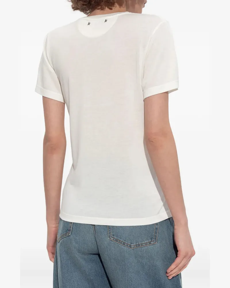 Golden Goose Women Star-Embellished Printed T-Shirt Aw25 W White