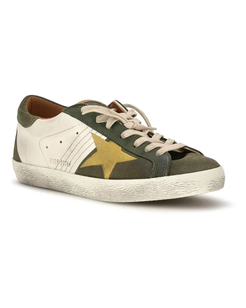 Golden Goose Men's Super Star Sneakers Olive Green-Cream-Ocher Green/cream/ocher Green