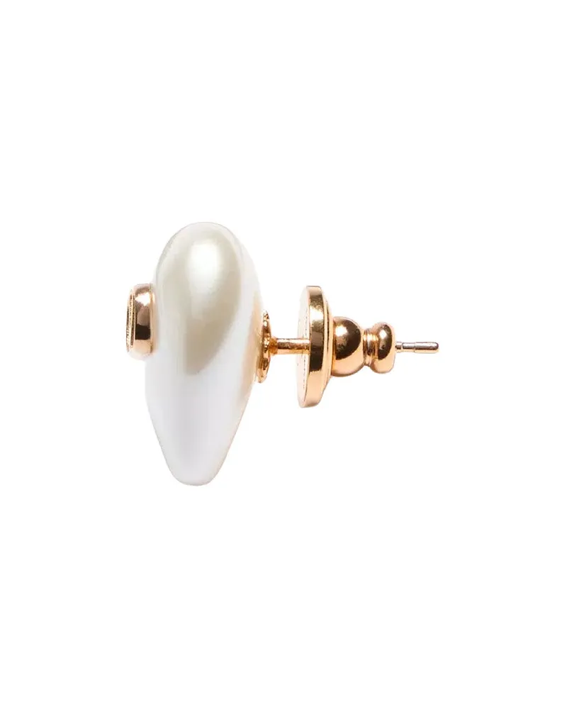 Valentino Garavani Women's Stud Earrings Metallic Pearl Brass White