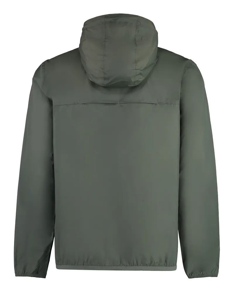 K-Way Men's Claude Hooded Nylon Jacket Green Polyamide Raincoats Coat Green