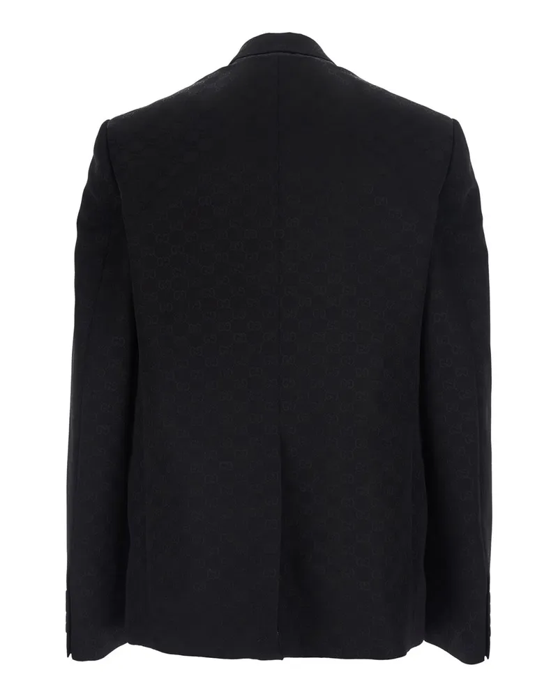 Gucci Men's Double-Breasted Jacket Black Cotton Blend Blazers Black