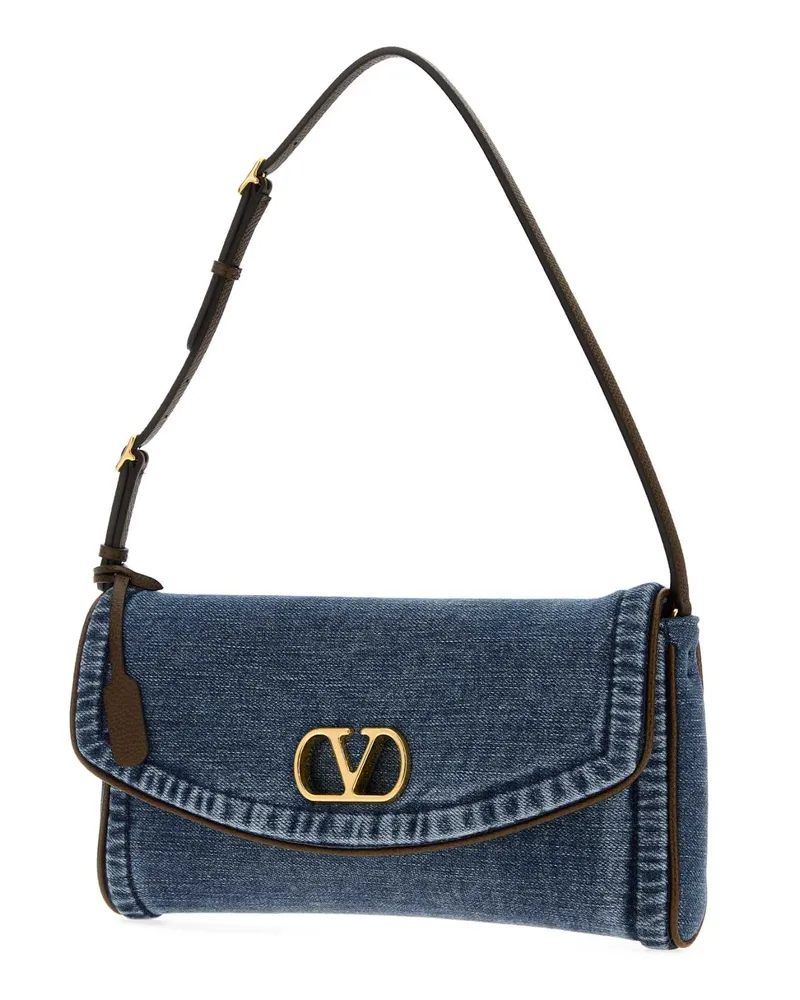 Valentino Garavani Women's Denim Devain Shoulder Bag Denimtabacbrown Borse A Mano Blue
