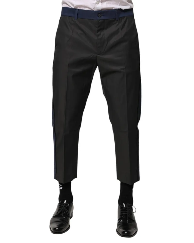 Dolce & Gabbana Men's Gray Blue Cotton 3-4 Chinos Crop Trouser Pants Nylon Gray