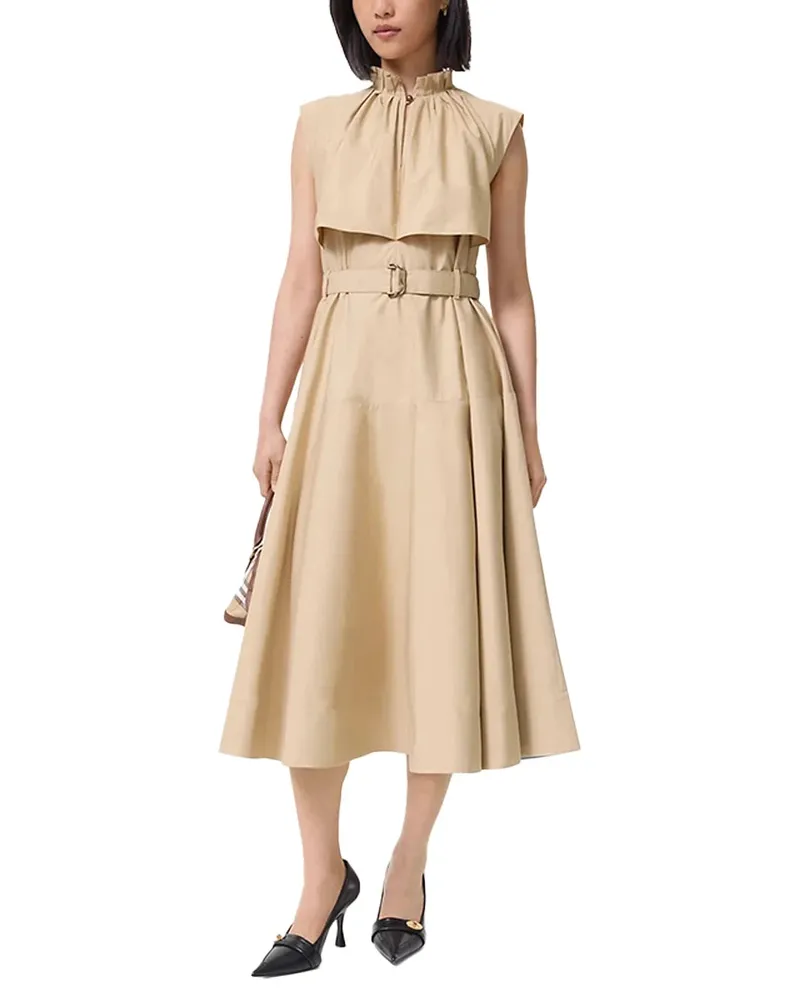 Burberry Cotton-Poplin Midi Dress — Beige Beige