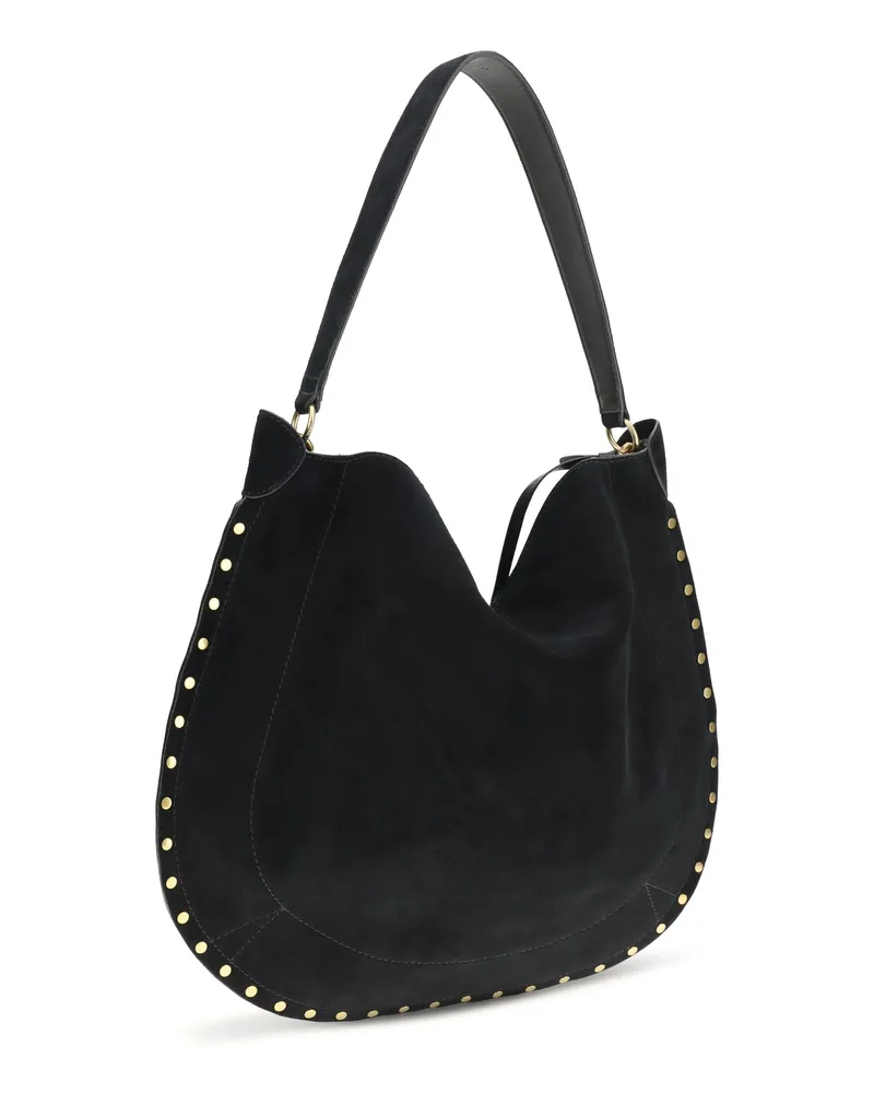Isabel Marant Women's Soft Shoulder Bag Oskan Black Suede Calf Leather Black