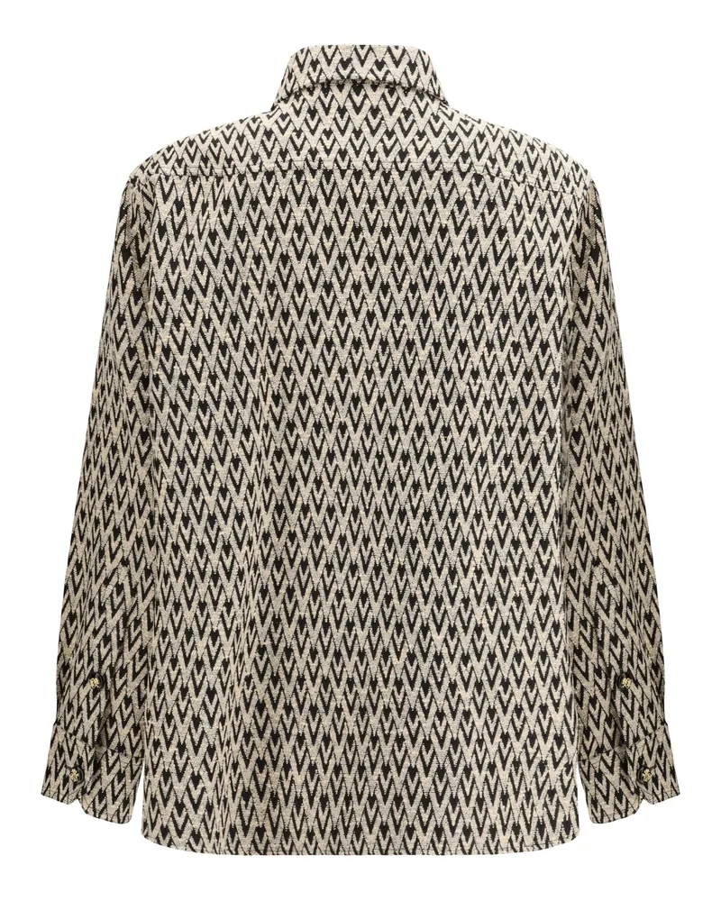 Valentino Garavani Men's Mixed Cotton Jacquard Toute La V Jacket Nero-Beige Cotton; Silk; Polyamide Shirt Nero/beige Beige