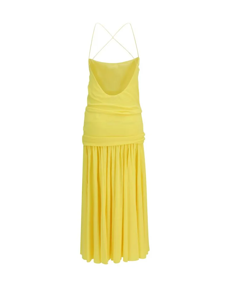 Jacquemus Women Bicolor Viscose Casual Dress Yellow
