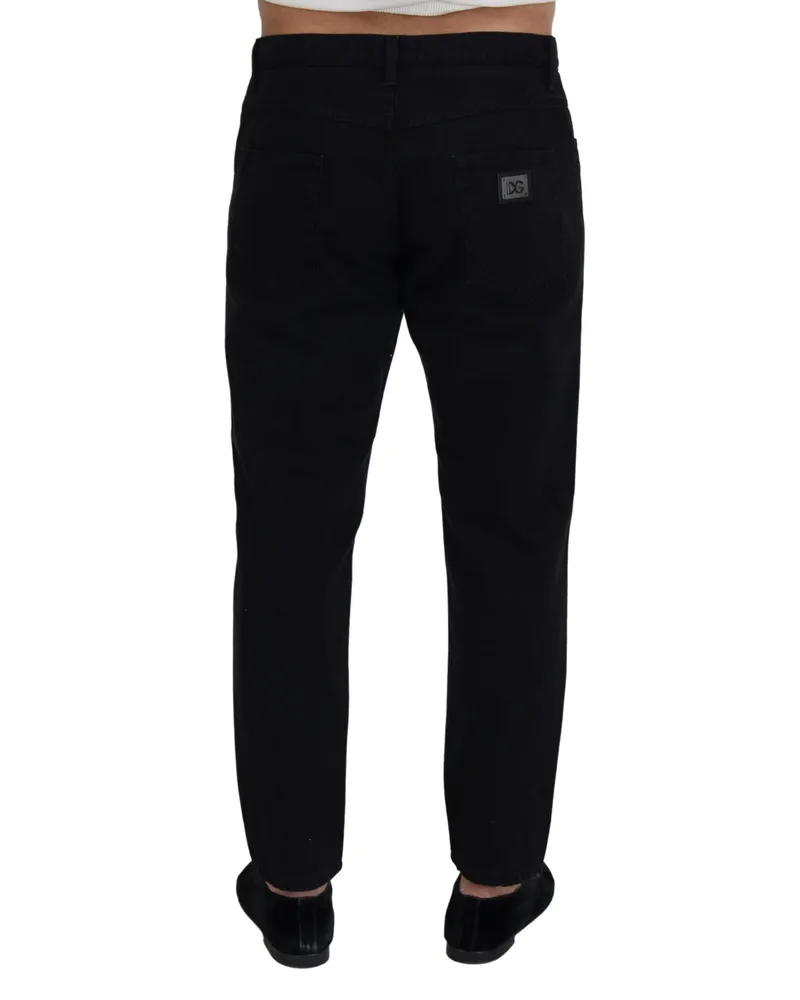 Dolce & Gabbana Men's Black Loose Regular Torn Cotton Jeans Clothing Black