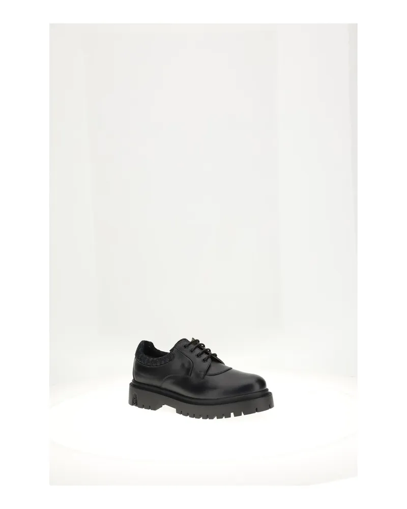Dior Men's Lace-Up Shoes Oblique Black Calf Leather Flat Black