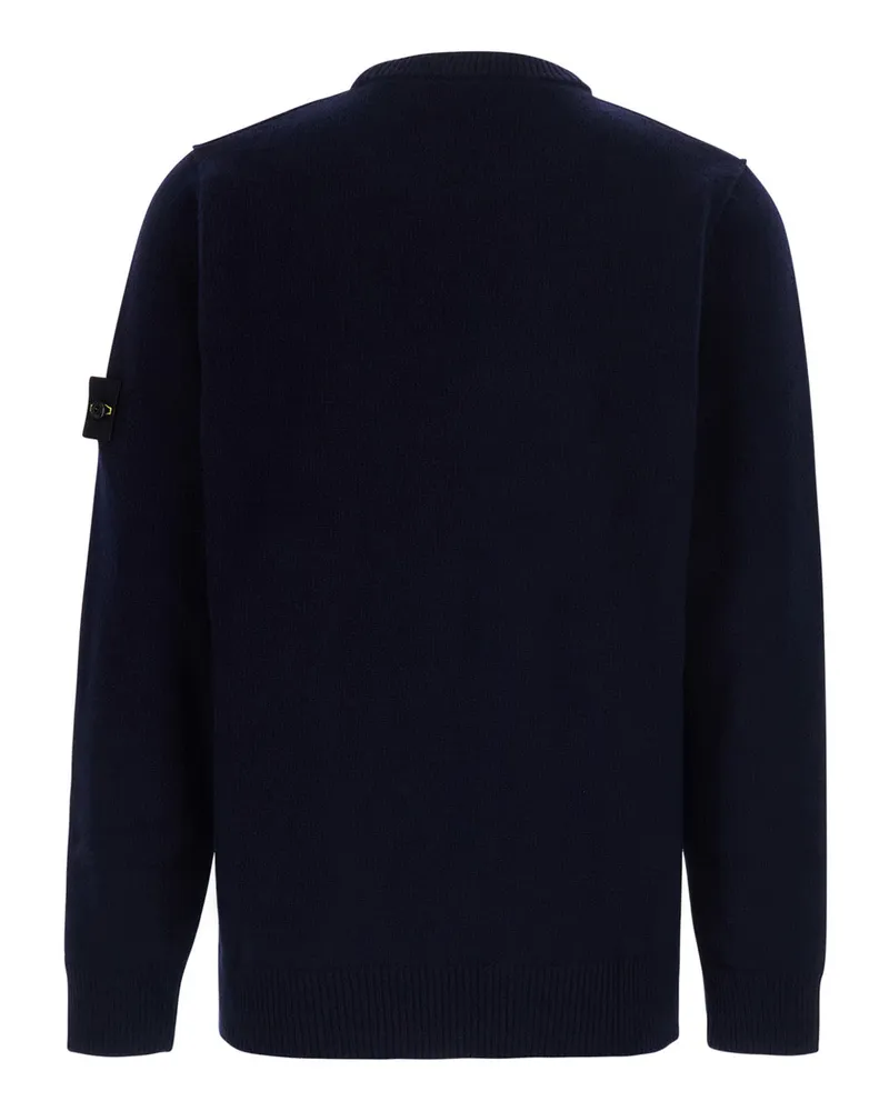 Stone Island Men's Crewneck Wool Sweater Blue Tops Top Navy