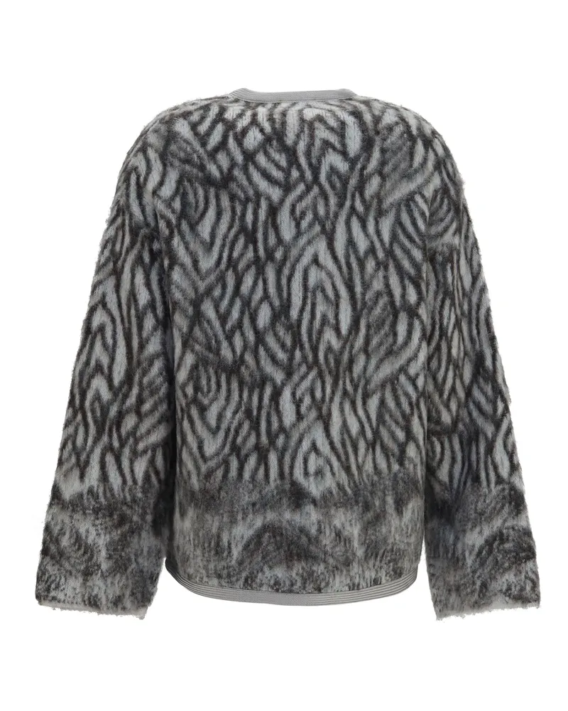forte_forte Women's Heron Feather Motif Brushed Cardigan Jade Sweater Gray