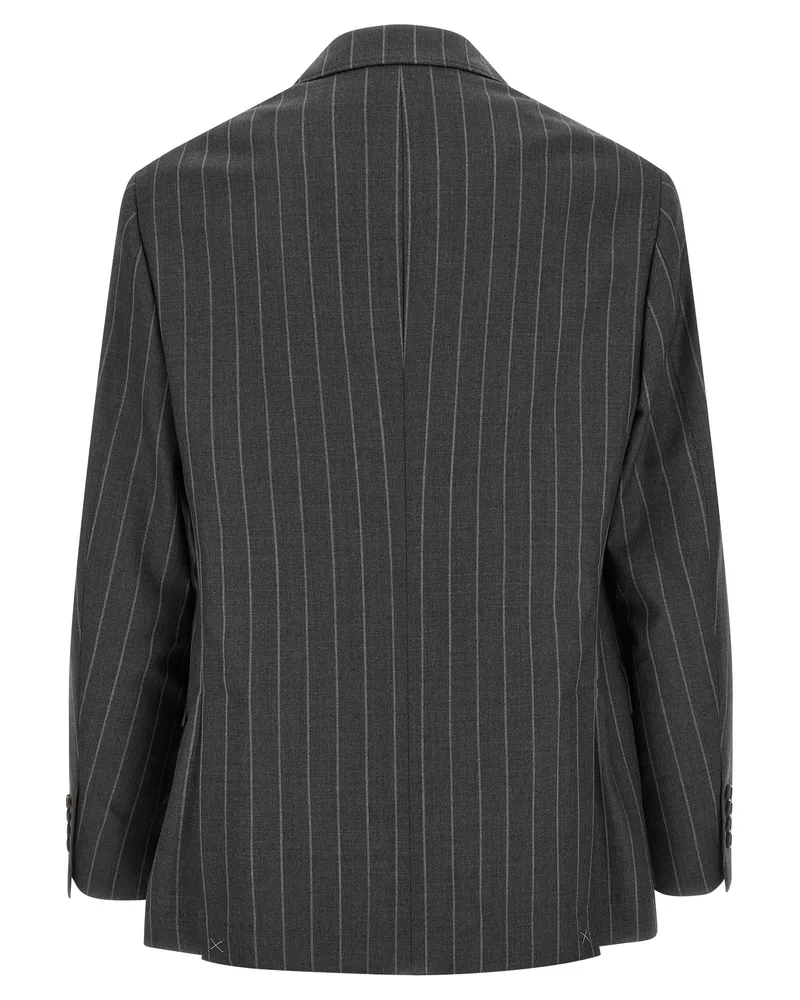 Brunello Cucinelli Men's Gray Virgin Wool Blazer Clothing Gray