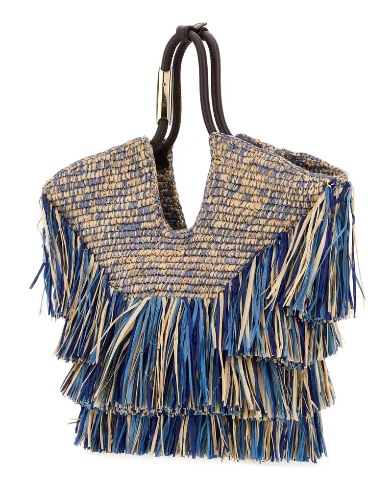 Zimmermann Women's Blue Raffia Small Goldentime Shopping Bag Denimblue Borse A Mano Blue